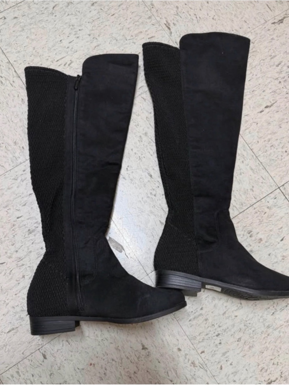 Lane Bryant Black Over-the-Knee Knit-Back Boots